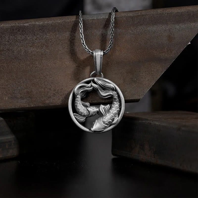KarmaRipple's Pure Tin Pisces Double Koi Fish Wealth Pendant Necklace p3