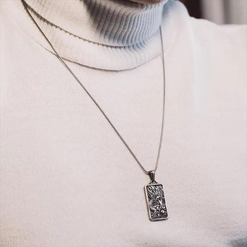 KarmaRipple's Pure Tin Dragon Success Protection Pendant Necklace p3
