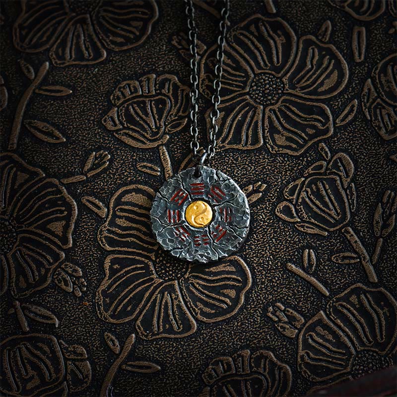 KarmaRipple's 999 Sterling Silver 24k Gold Bagua Tai Chi Yin Yang Design Mountain Ghosts Spend Money Balance Pendant Necklace p13