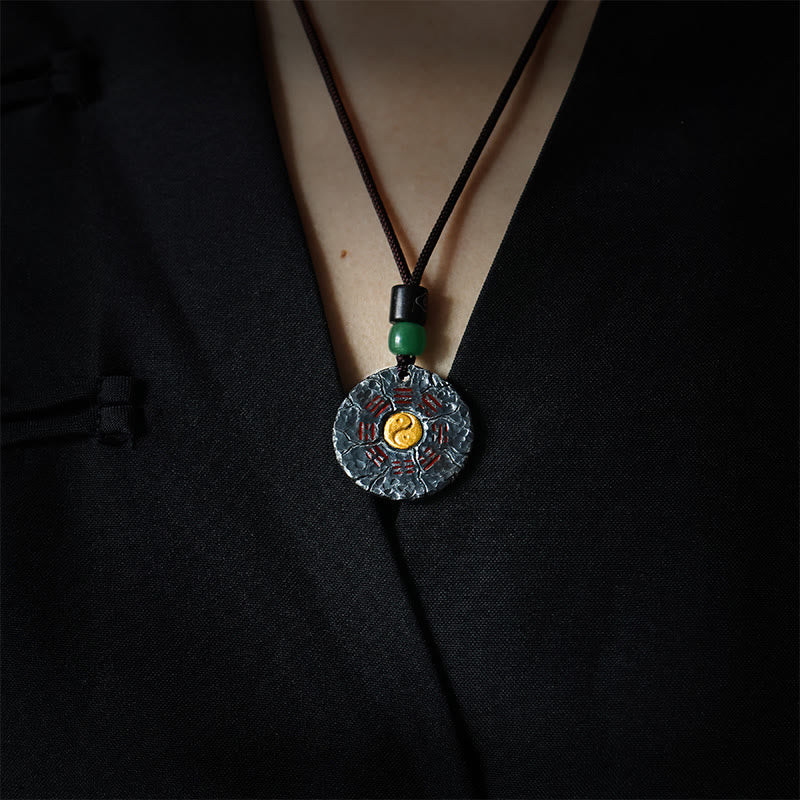 KarmaRipple's 999 Sterling Silver 24k Gold Bagua Tai Chi Yin Yang Design Mountain Ghosts Spend Money Balance Pendant Necklace p4