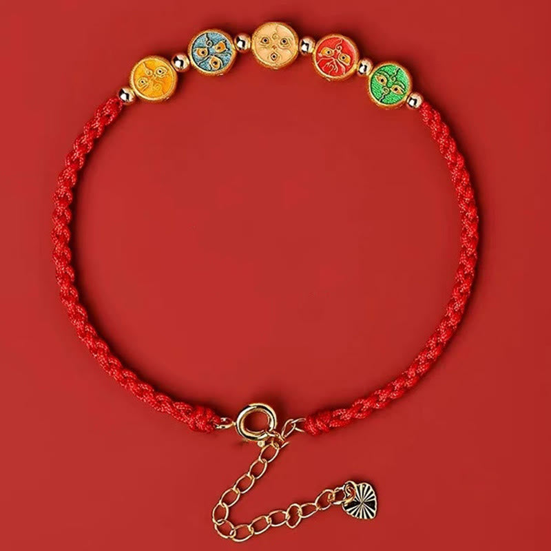 KarmaRipple's Red String 925 Sterling Silver Five Ways God Of Wealth Connection Bracelet p4