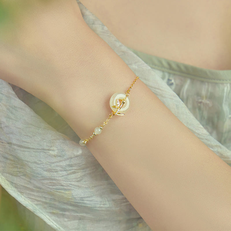 KarmaRipple's Hetian Jade 925 Sterling Silver Cubic Zirconia Peace Buckle Fortune Bracelet p6