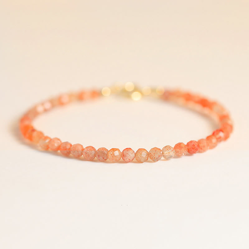 KarmaRipple's 3mm Sun Stone Ultra-thin Beadwork 14k Gold Plated Bronze Wealth Bracelet p6