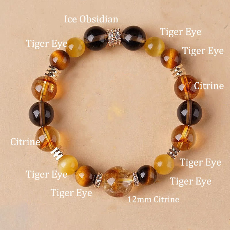 KarmaRipple's Citrine Topaz Tiger Eye Happiness Bracelet p16