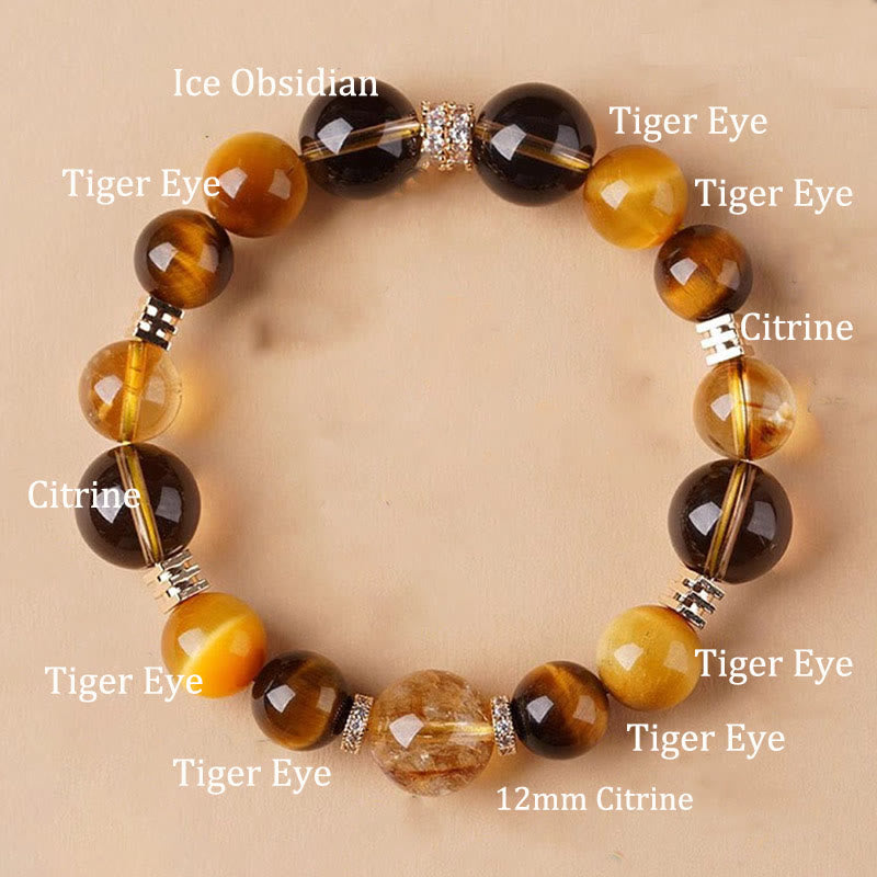 KarmaRipple's Citrine Topaz Tiger Eye Happiness Bracelet p2