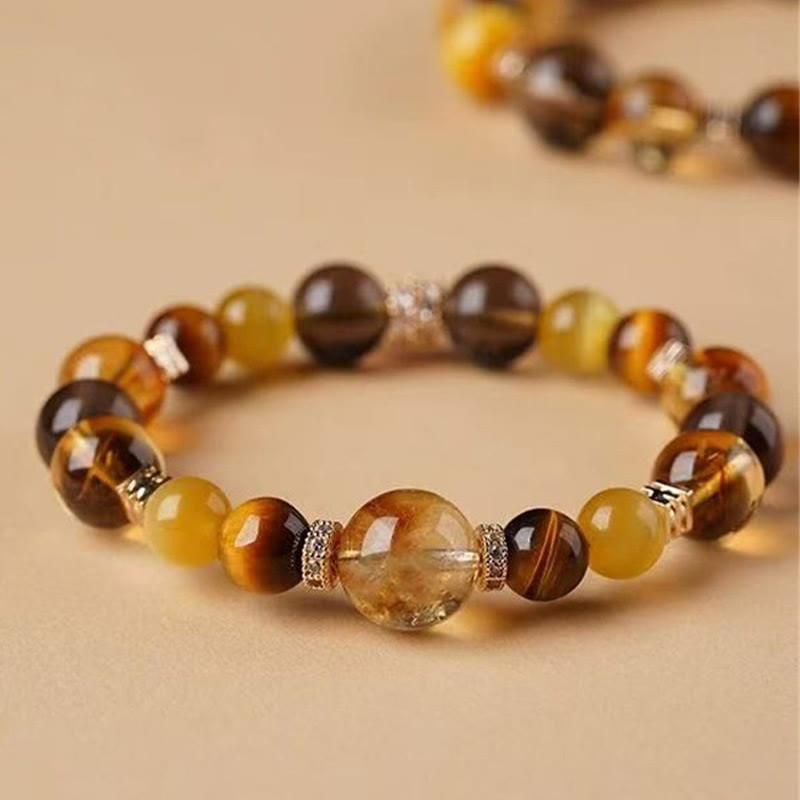 KarmaRipple's Citrine Topaz Tiger Eye Happiness Bracelet p3