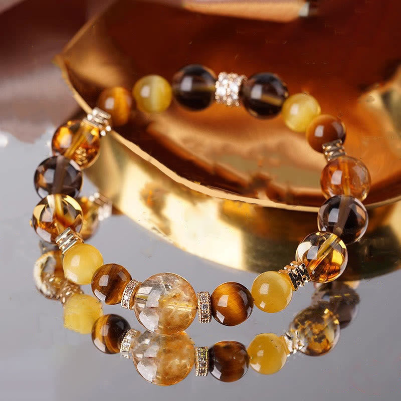 KarmaRipple's Citrine Topaz Tiger Eye Happiness Bracelet p12
