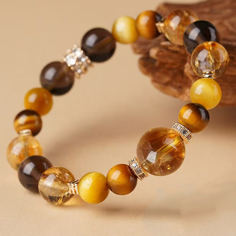 KarmaRipple's Citrine Topaz Tiger Eye Happiness Bracelet p4