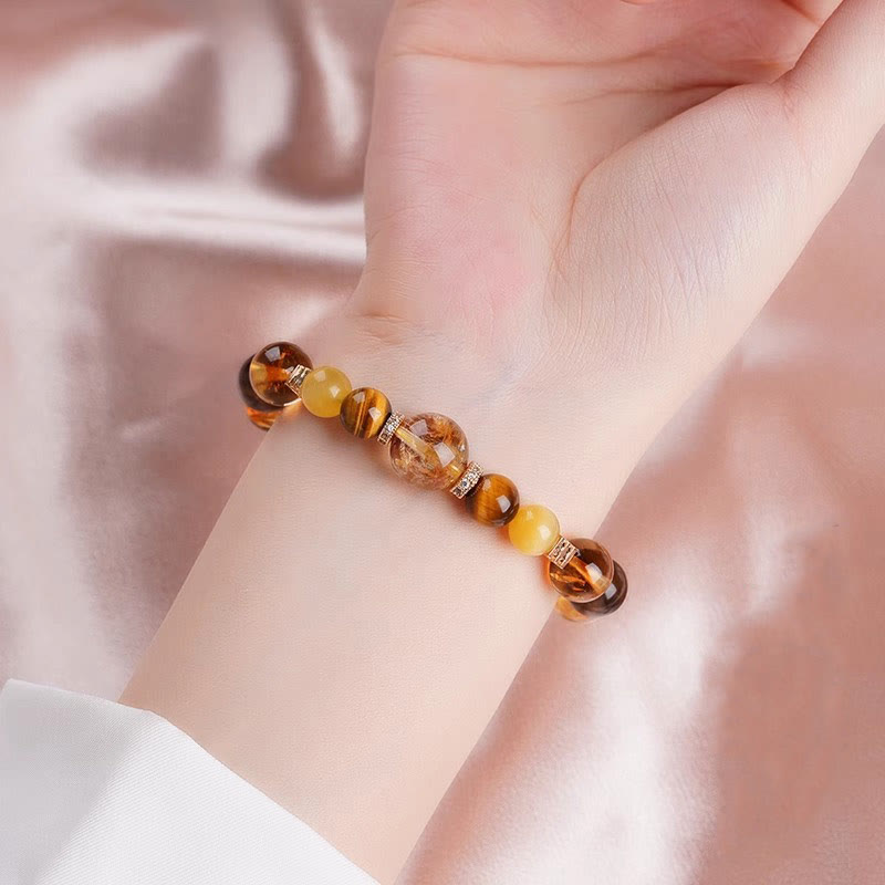 KarmaRipple's Citrine Topaz Tiger Eye Happiness Bracelet p5