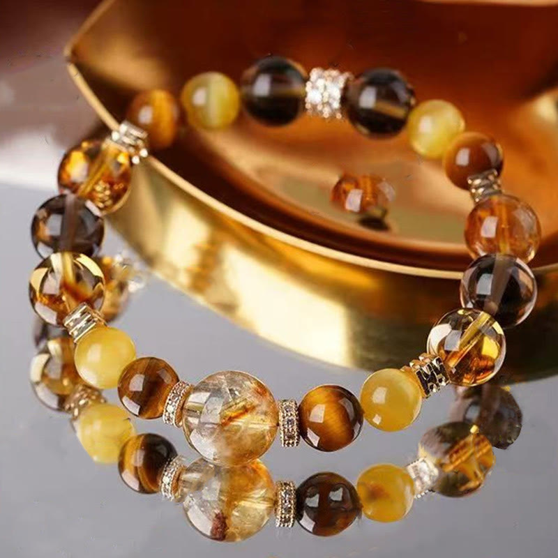 KarmaRipple's Citrine Topaz Tiger Eye Happiness Bracelet p14