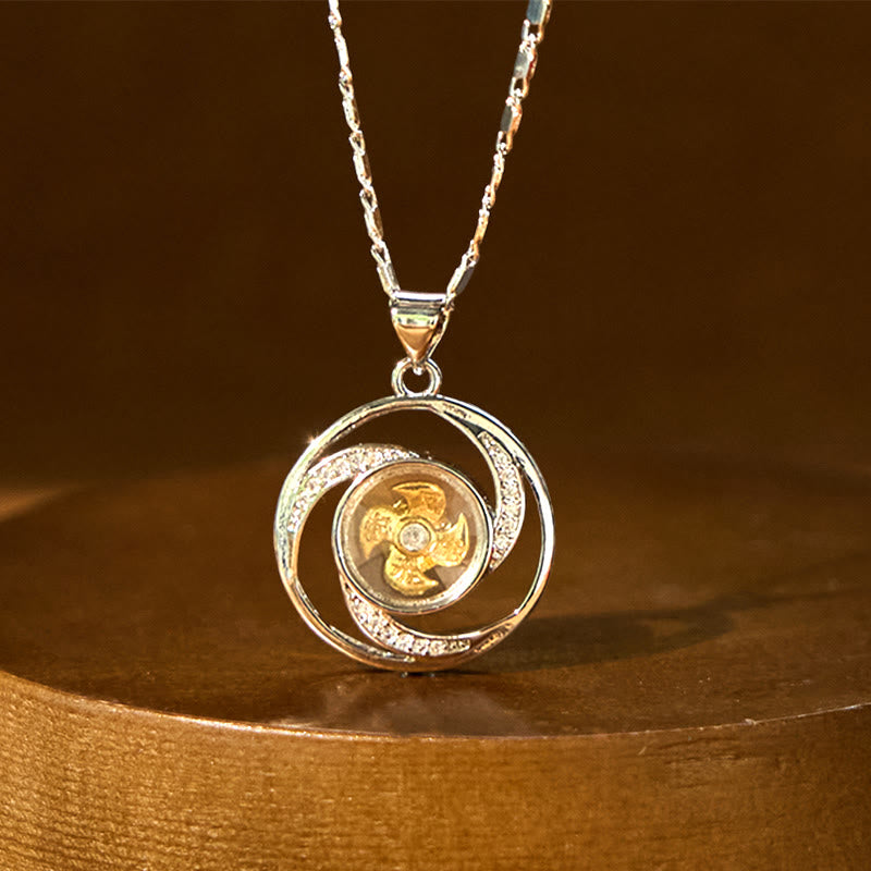 KarmaRipple's Gold plated Bronze Brass Rotatable Windmill Fortune Pendant Necklace p1