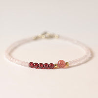 KarmaRipple's 2mm Rose Quartz Garnet Strawberry Quartz Ultra-Thin Beadwork Balancing Energy Bracelet