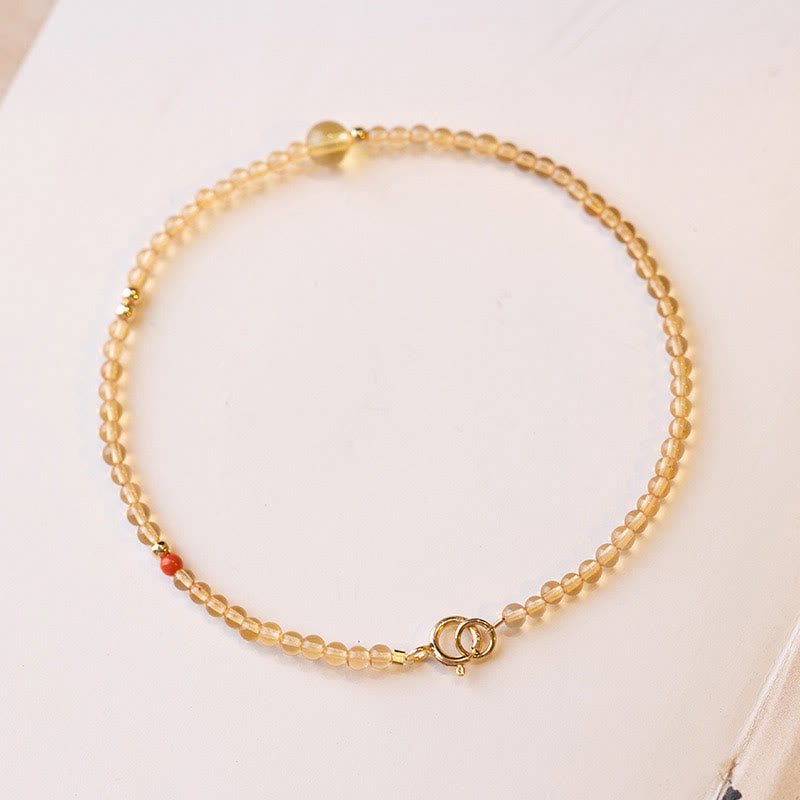 KarmaRipple's 2mm Ultra-thin Citrine 14K Gold Plated Bronze Beadwork Protection Bracelet p2