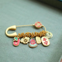 KarmaRipple's Fu Character Butterfly Safe And Well Brass Fortune Brooch