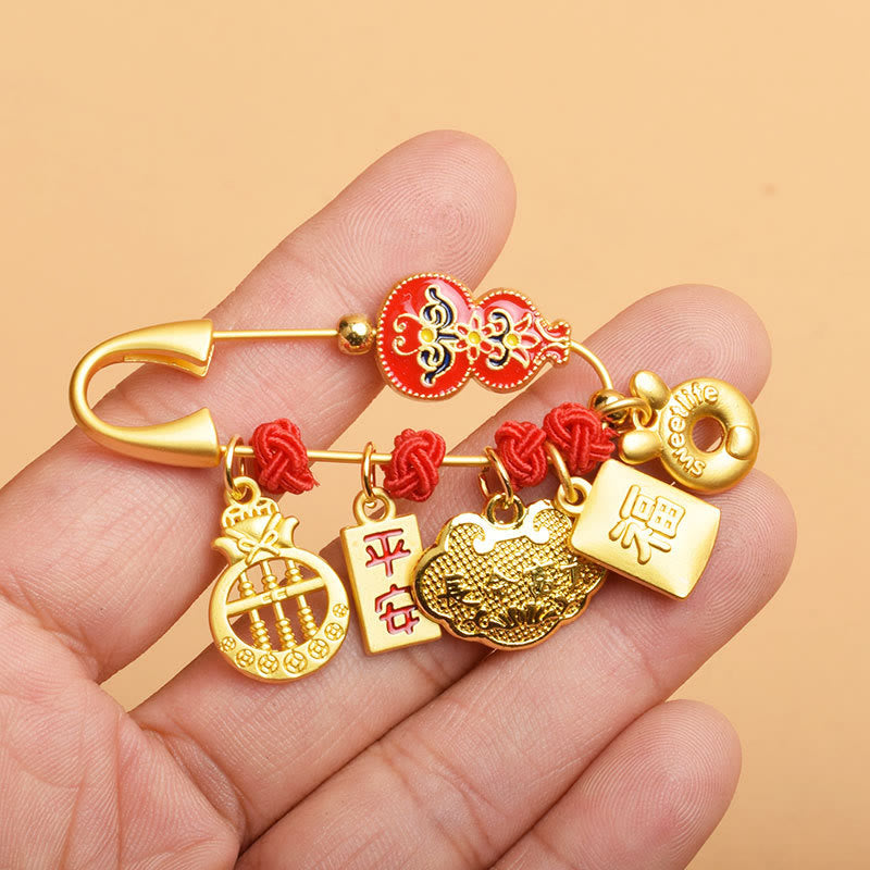 KarmaRipple's Gourd Dancing Lion Fu Character Safe And Well Blessing Brooch p4