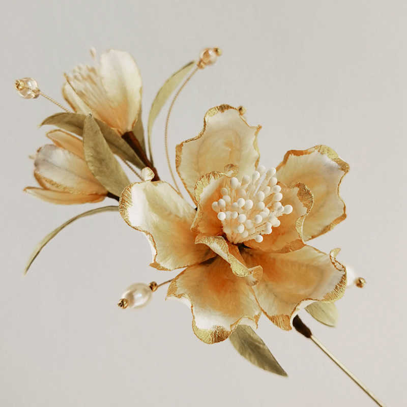 KarmaRipple's Handmade Velvet Flower Mulberry Silk Ivory Camellia Brooch p7