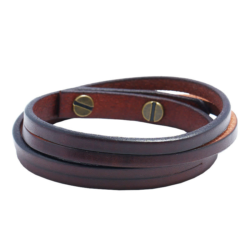 KarmaRipple's Vintage Multi-layer Leather Strength Buckle Bracelet p4