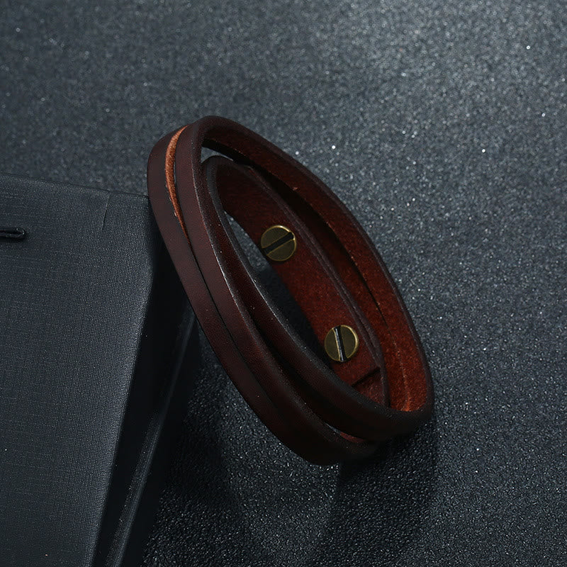 KarmaRipple's Vintage Multi-layer Leather Strength Buckle Bracelet p3