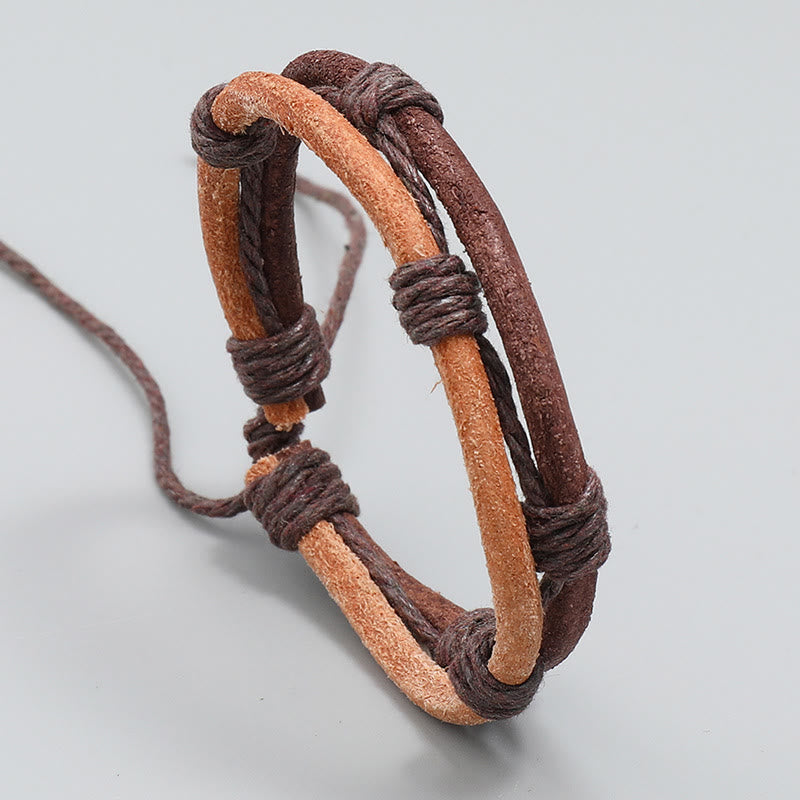 KarmaRipple's Vintage Leather Hand-woven Hemp Rope Strength Bracelet p2