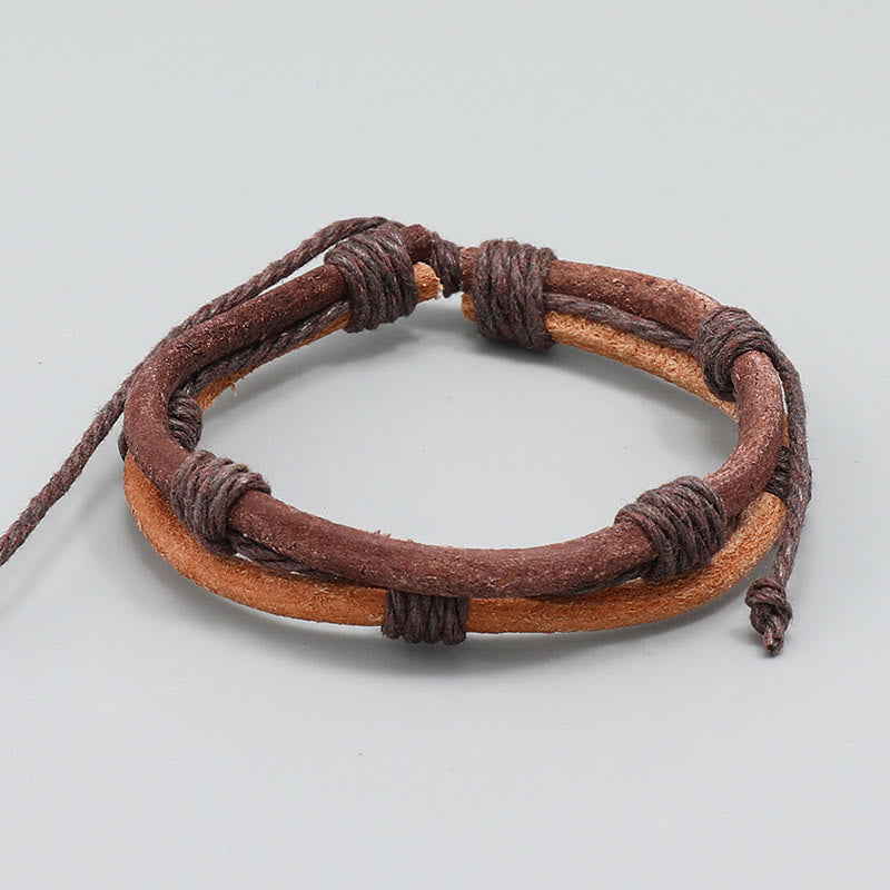 KarmaRipple's Vintage Leather Hand-woven Hemp Rope Strength Bracelet p1