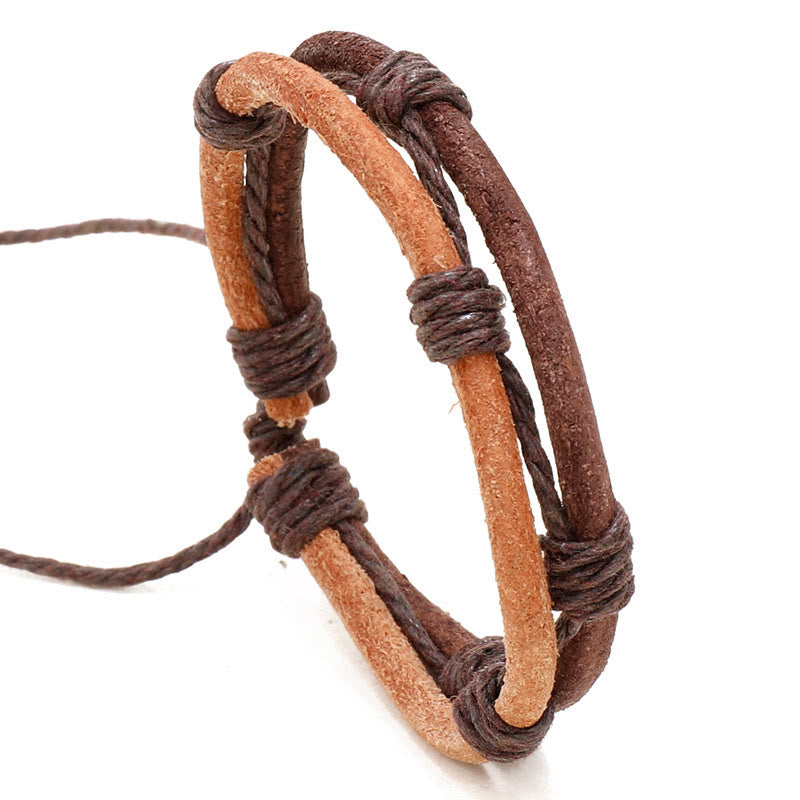 KarmaRipple's Vintage Leather Hand-woven Hemp Rope Strength Bracelet p4