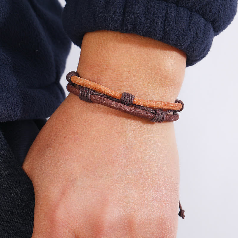 KarmaRipple's Vintage Leather Hand-woven Hemp Rope Strength Bracelet p5