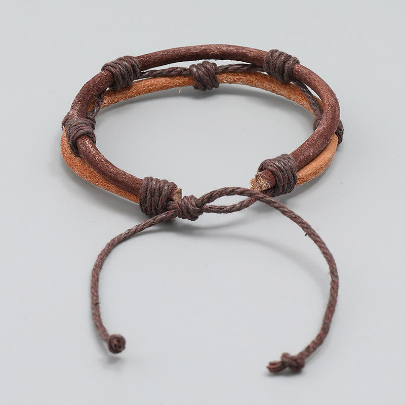 KarmaRipple's Vintage Leather Hand-woven Hemp Rope Strength Bracelet p3