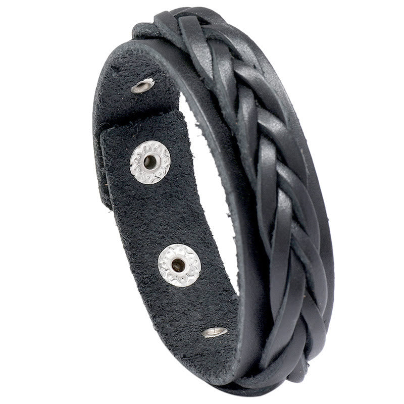 KarmaRipple's Vintage Weaving Leather Adjustable Buckle Strengthen Bracelet p2