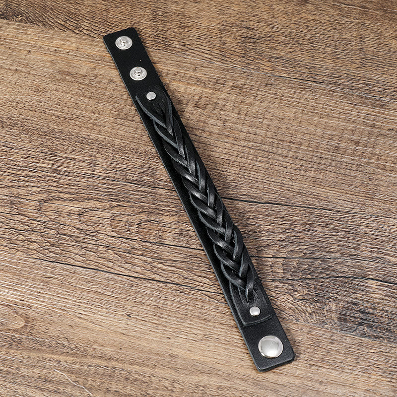 KarmaRipple's Vintage Weaving Leather Adjustable Buckle Strengthen Bracelet p8