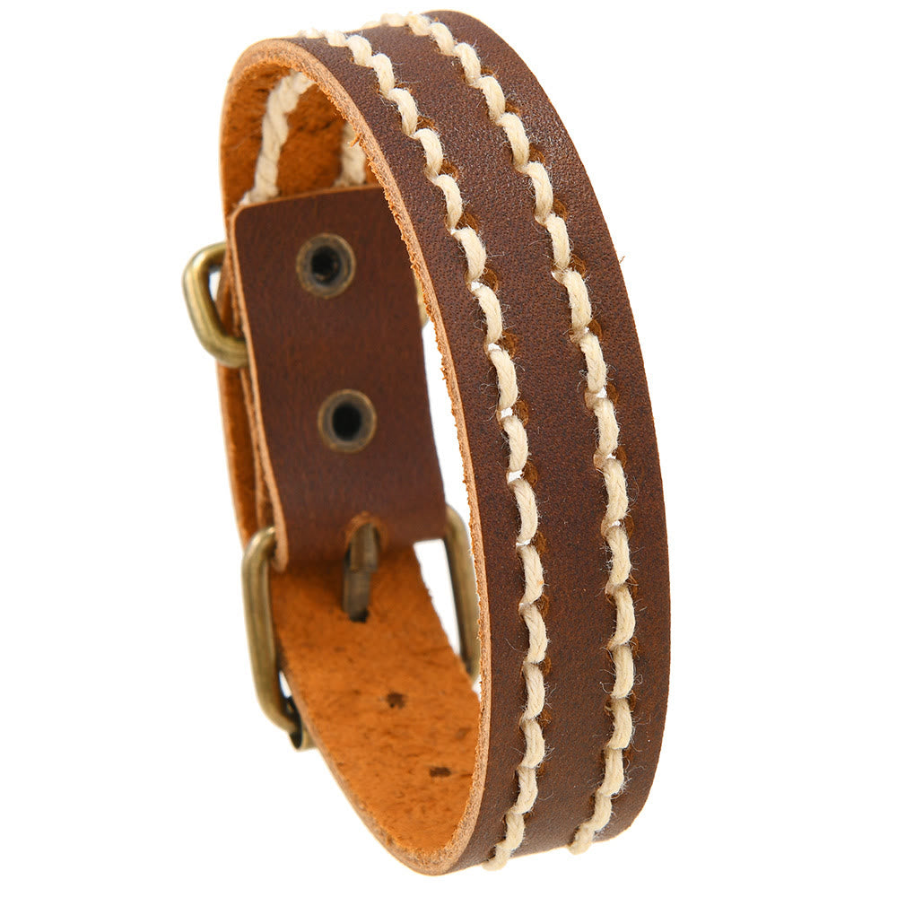 KarmaRipple's Vintage Leather Adjustable Buckle Strengthen Bracelet p13