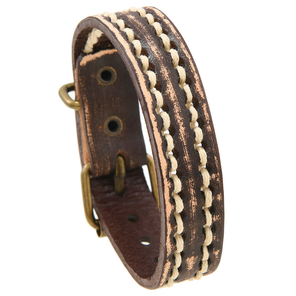 KarmaRipple's Vintage Leather Adjustable Buckle Strengthen Bracelet p17