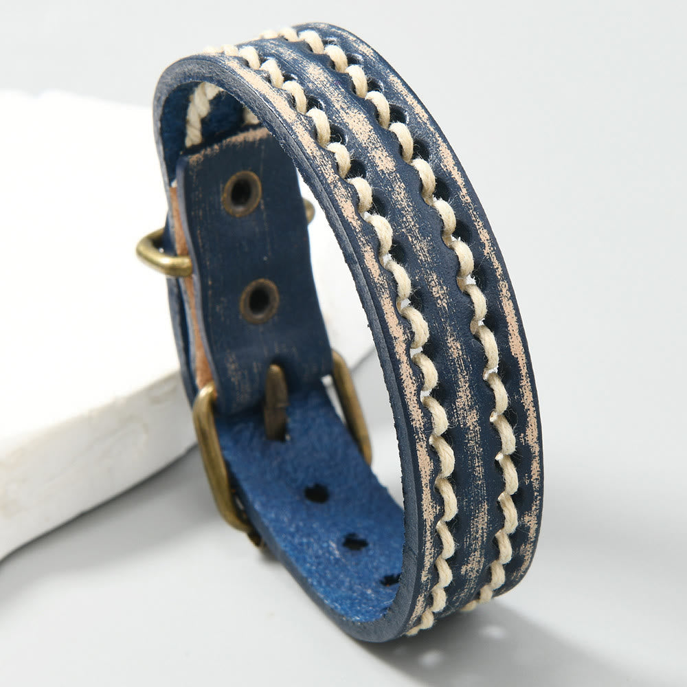 KarmaRipple's Vintage Leather Adjustable Buckle Strengthen Bracelet p5