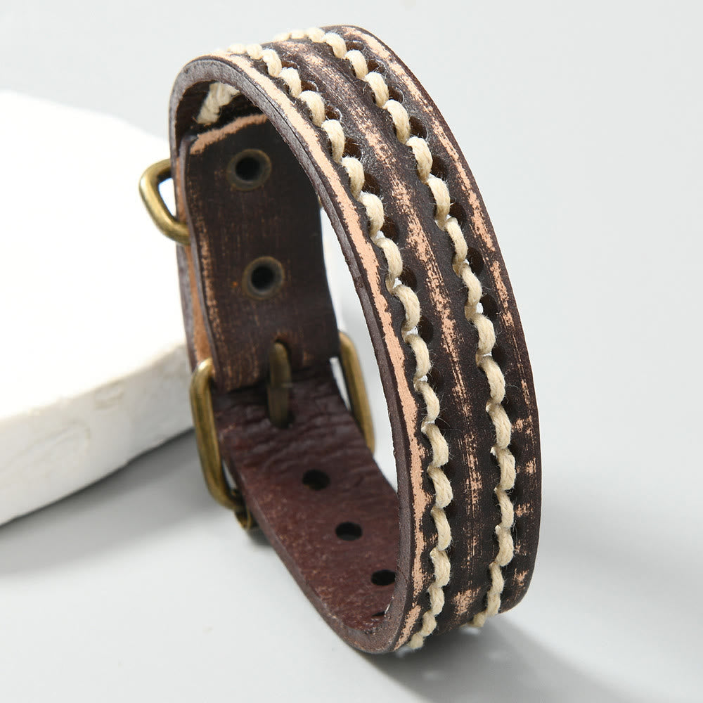 KarmaRipple's Vintage Leather Adjustable Buckle Strengthen Bracelet p6