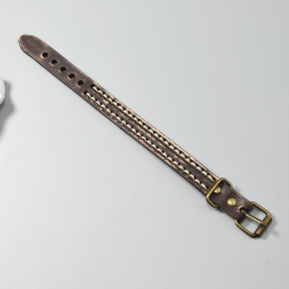 KarmaRipple's Vintage Leather Adjustable Buckle Strengthen Bracelet p18