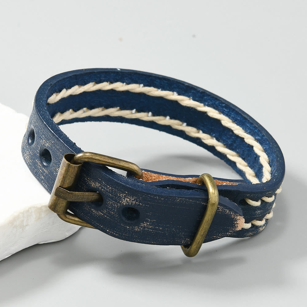 KarmaRipple's Vintage Leather Adjustable Buckle Strengthen Bracelet p16