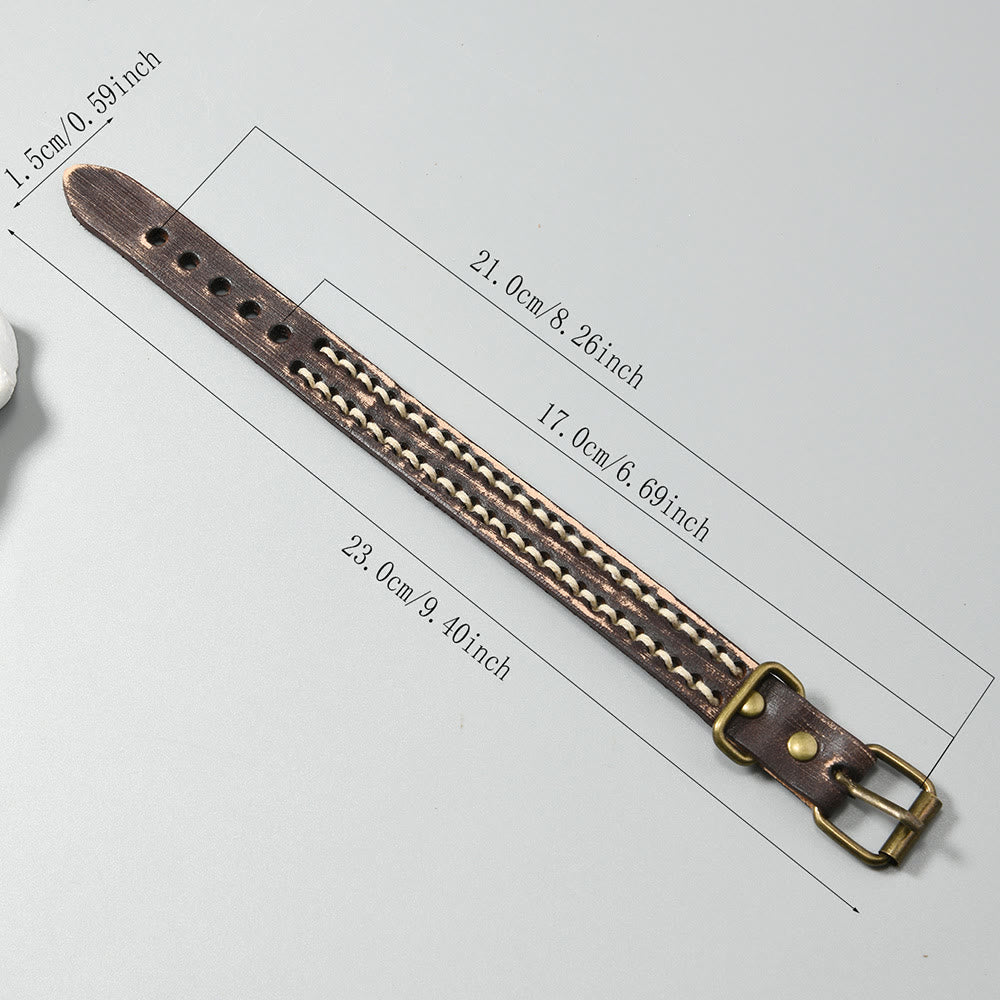 KarmaRipple's Vintage Leather Adjustable Buckle Strengthen Bracelet p19