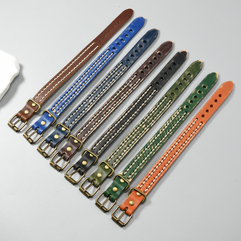 KarmaRipple's Vintage Leather Adjustable Buckle Strengthen Bracelet p23