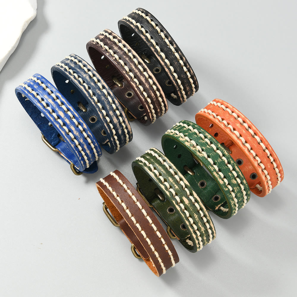 KarmaRipple's Vintage Leather Adjustable Buckle Strengthen Bracelet p22