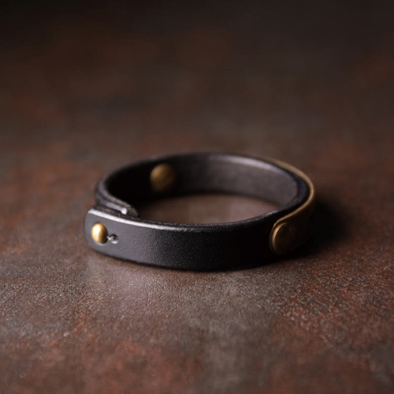 KarmaRipple's Vintage Leather Bronze Brass Balance Bangle Bracelet p7