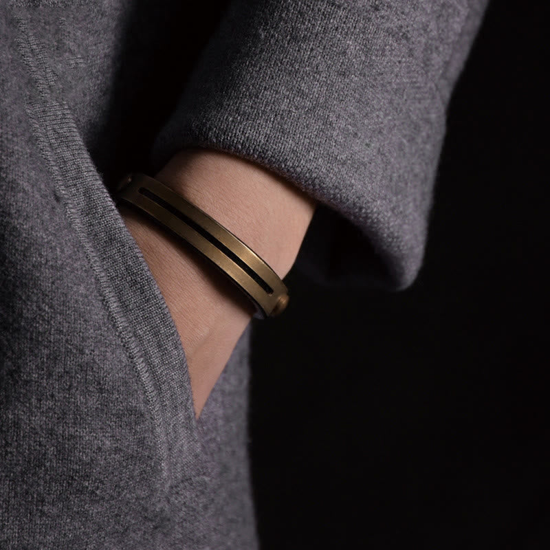 KarmaRipple's Vintage Leather Bronze Brass Balance Bangle Bracelet p11