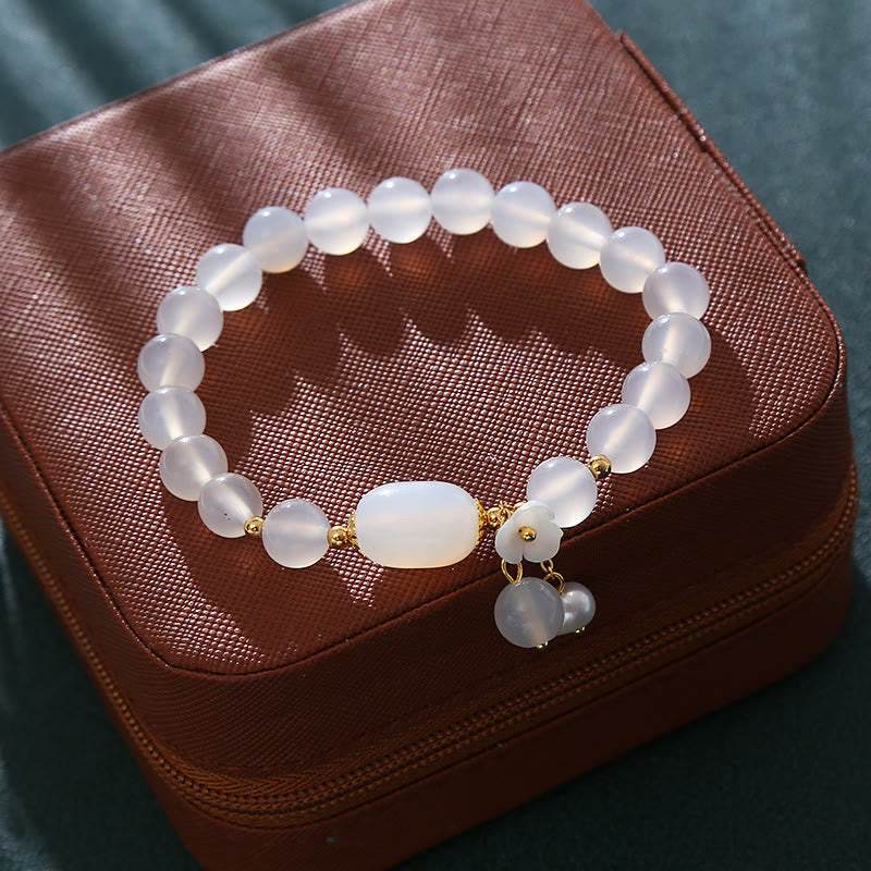 KarmaRipple's Ivory Agate Pearl Flower Fortune Bracelet p10