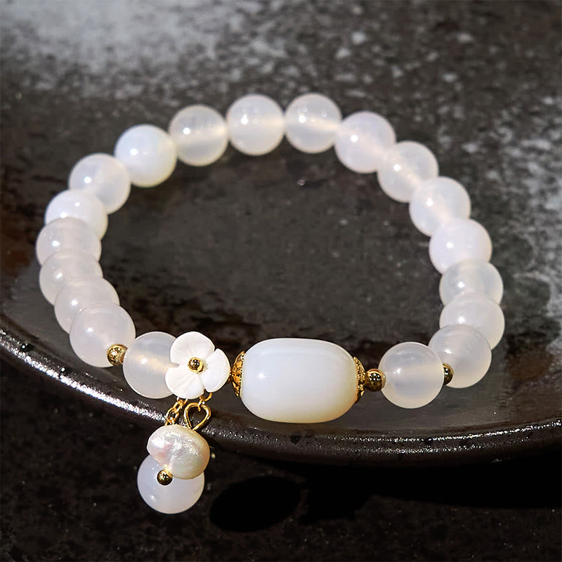 KarmaRipple's Ivory Agate Pearl Flower Fortune Bracelet p2