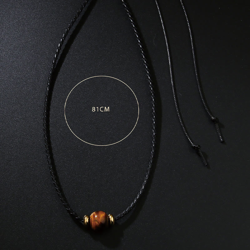 KarmaRipple's Authentic Tiger Eye Beaded Protection Wax Rope Pendant Necklace p6