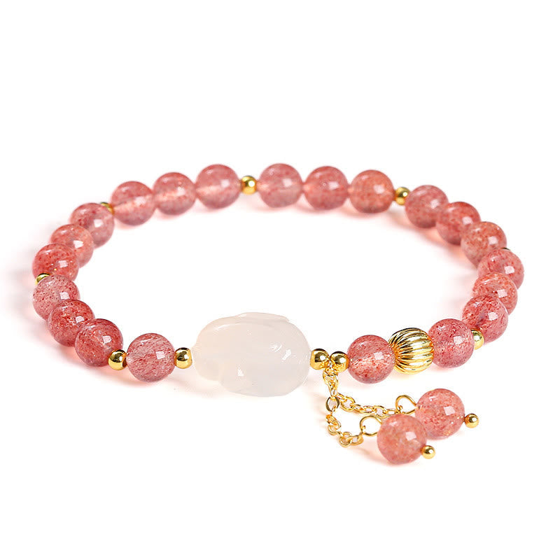 KarmaRipple's Authentic Strawberry Quartz Agate Rabbit Balancing Bracelet p12