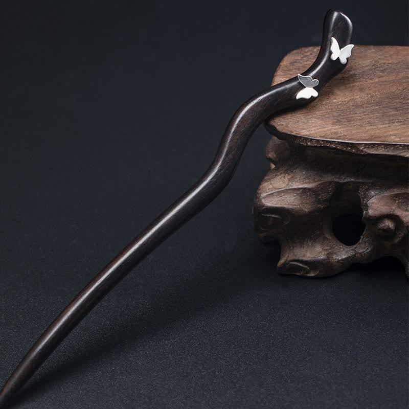 KarmaRipple's 925 Sterling Silver Classical Chinese Style Ebony Butterfly Relax Hairpin p2