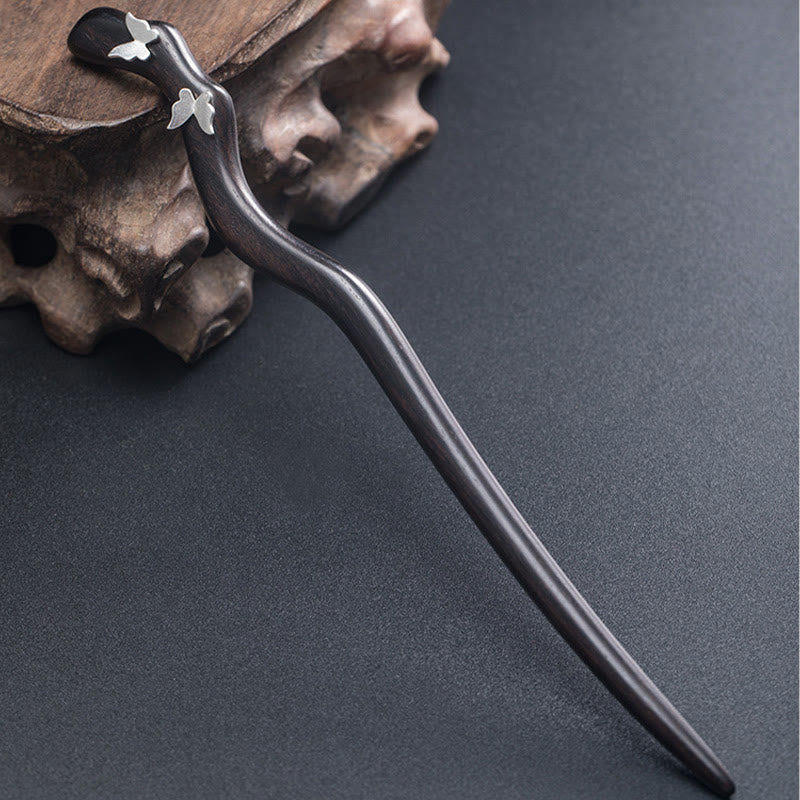 KarmaRipple's 925 Sterling Silver Classical Chinese Style Ebony Butterfly Relax Hairpin p4