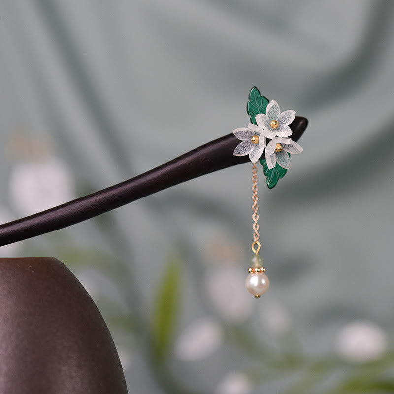 KarmaRipple's Lily Of The Valley Pearl Tassel Wood Hairpin p4