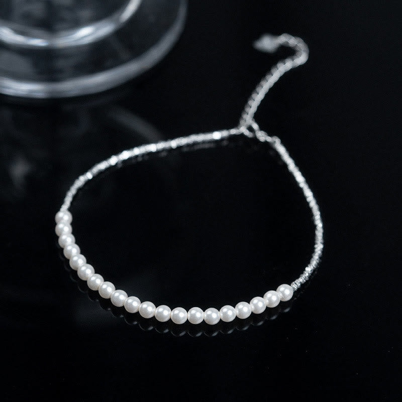 KarmaRipple's 925 Sterling Silver Pearl Beadwork Protection Anklet p6