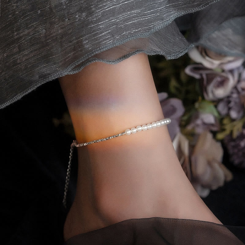 KarmaRipple's 925 Sterling Silver Pearl Beadwork Protection Anklet p2