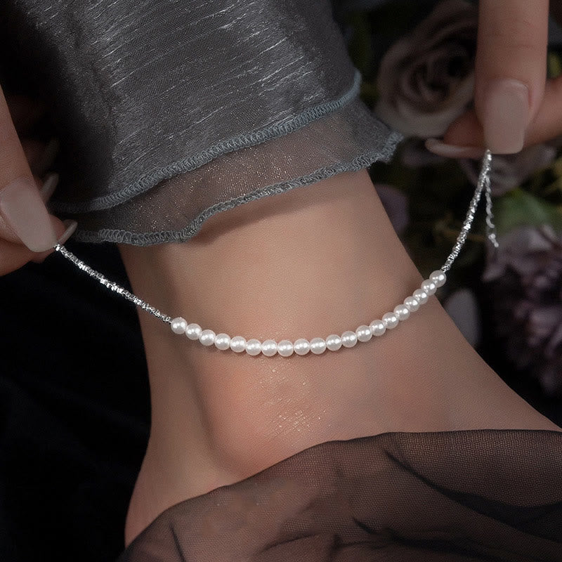 KarmaRipple's 925 Sterling Silver Pearl Beadwork Protection Anklet p1